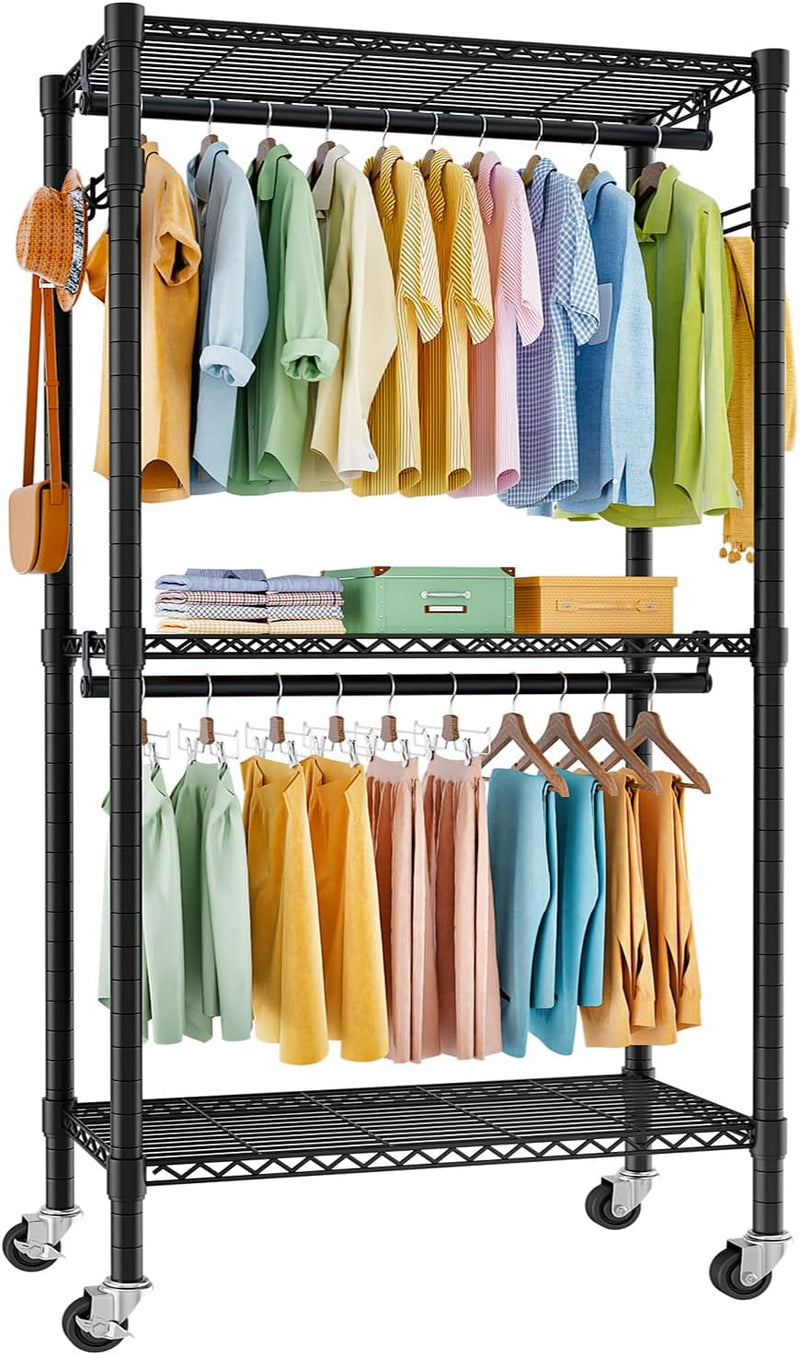 Clothes Rail Heavy Duty with Double 41dx81wx210h Cm