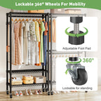 Clothes Rail Heavy Duty with Double 41dx81wx210h Cm