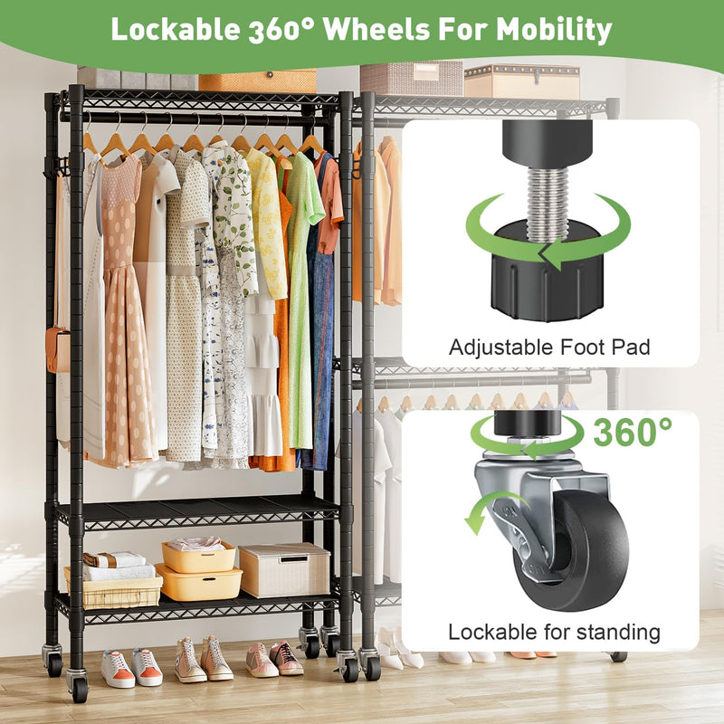Clothes Rail Heavy Duty with Double 41dx81wx210h Cm