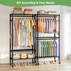Clothes Rail Heavy Duty with Double 41dx81wx210h Cm