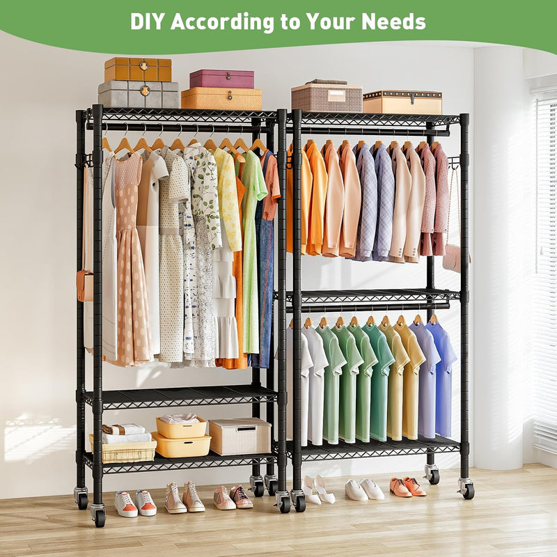 Clothes Rail Heavy Duty with Double 41dx81wx210h Cm