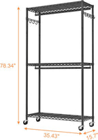 Clothes Rail Rack for Hanging 3 Tiers Adjustable