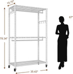 Clothes Rail Rack for Hanging 3 Tiers Adjustable