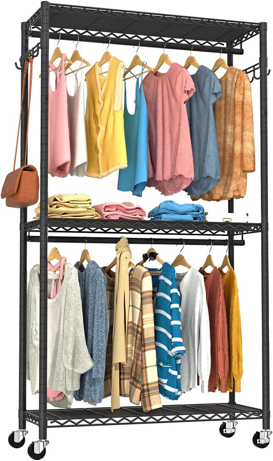 Clothes Rail Rack for Hanging 3 Tiers Adjustable