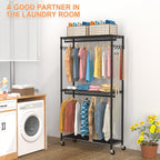 Clothes Rail Rack for Hanging 3 Tiers Adjustable