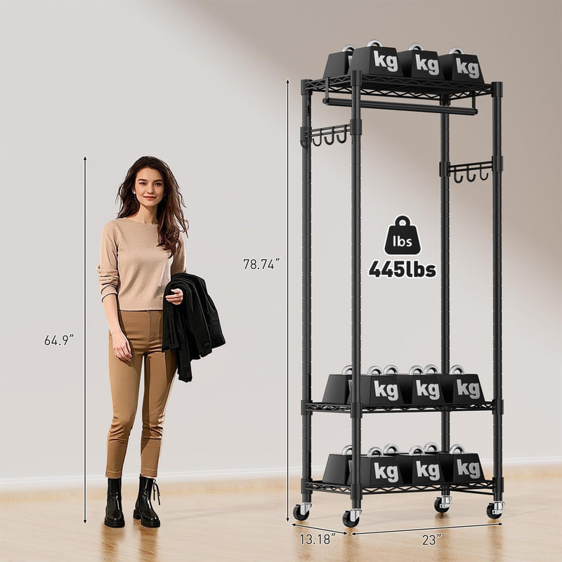 Clothes Rail Rack for Hanging 3 Tiers Adjustable
