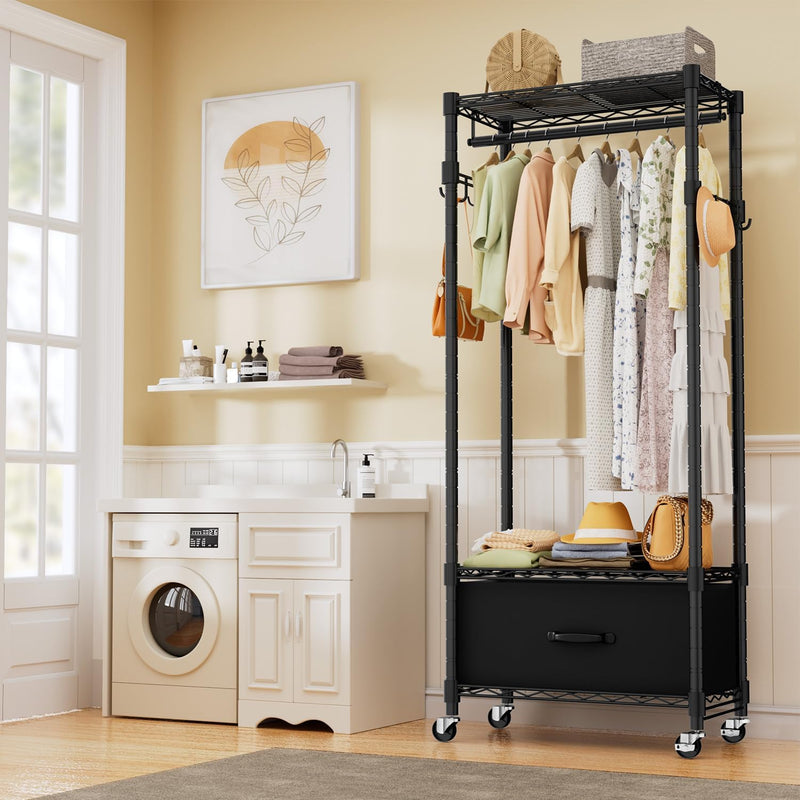 Clothes Rail Rack for Hanging 3 Tiers Adjustable