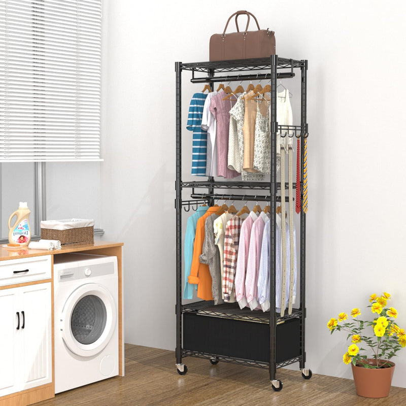 Clothes Rail Rack for Hanging 3 Tiers Adjustable