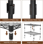 Clothes Rail Rack for Hanging 3 Tiers Adjustable