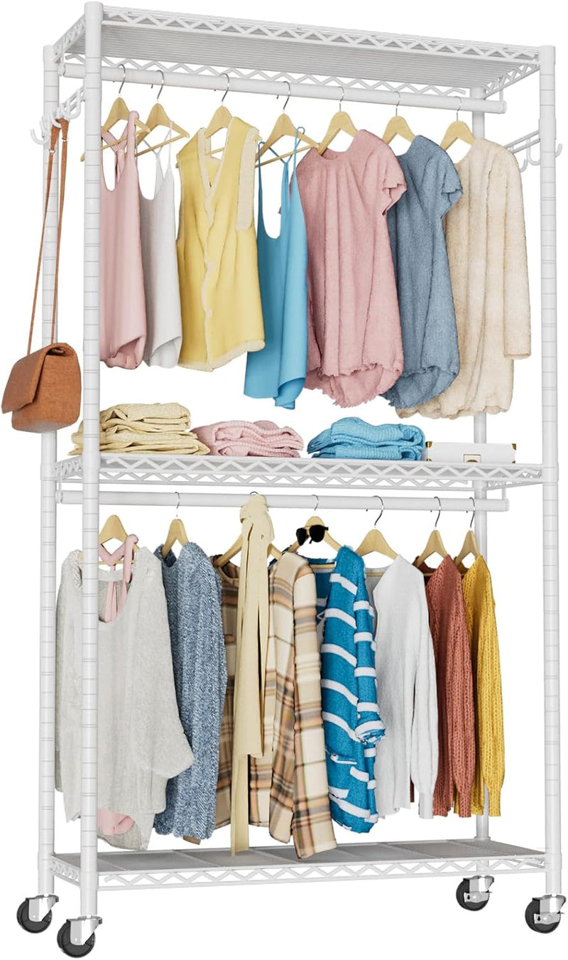 Clothes Rail Rack for Hanging 3 Tiers Adjustable