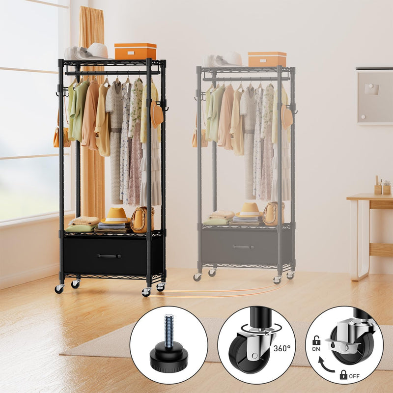 Clothes Rail Rack for Hanging 3 Tiers Adjustable