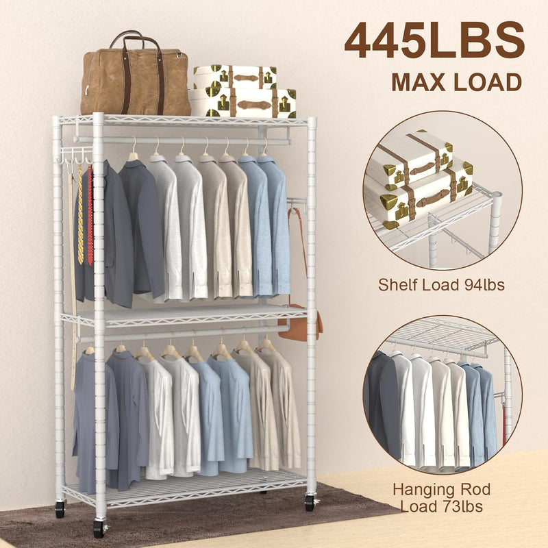 Clothes Rail Rack for Hanging 3 Tiers Adjustable