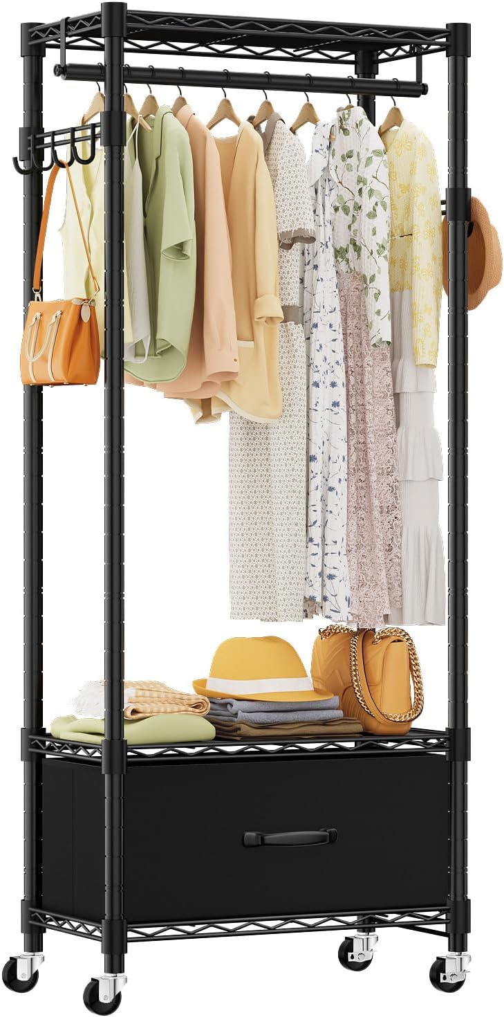 Clothes Rail Rack for Hanging 3 Tiers Adjustable