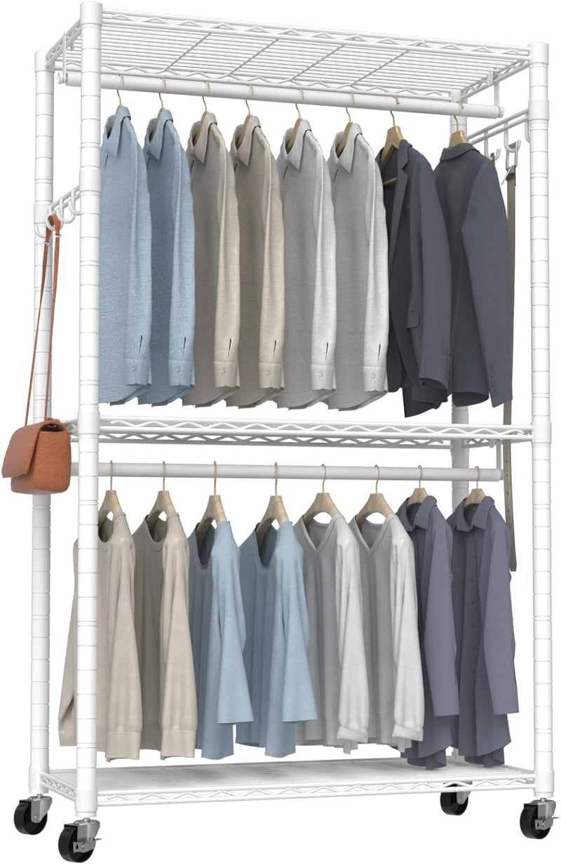 Clothes Rail Rack for Hanging 3 Tiers Adjustable