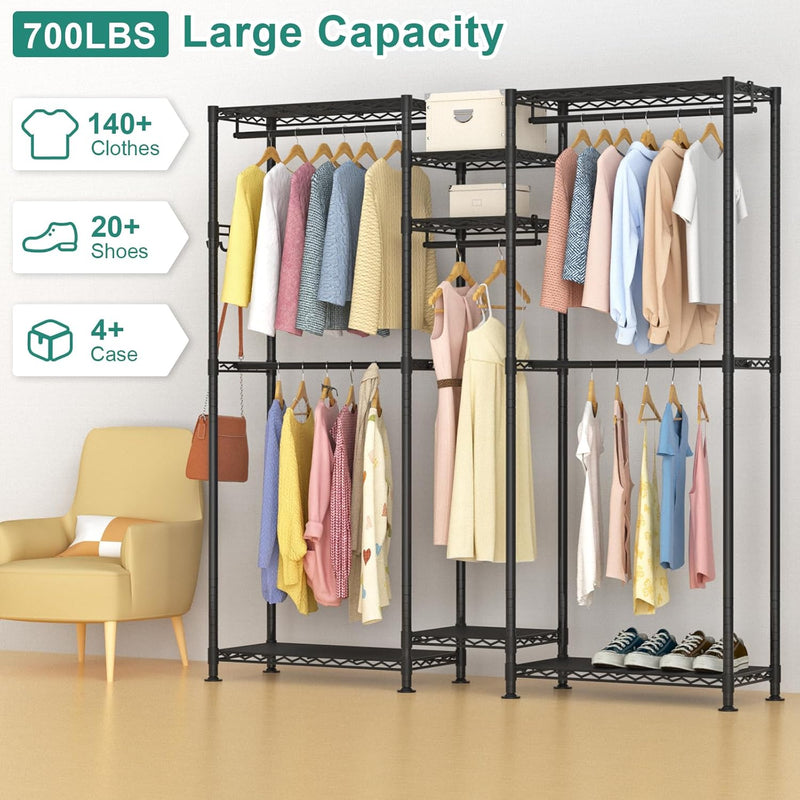Clothes Rail Rack for Hanging 3 Tiers Adjustable
