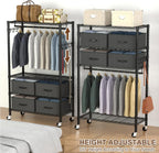 Clothes Rail Rack for Hanging 3 Tiers Adjustable