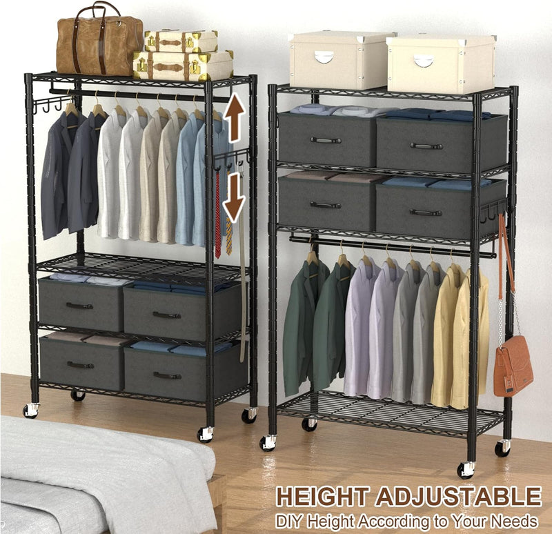 Clothes Rail Rack for Hanging 3 Tiers Adjustable