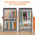 Clothes Rail Rack for Hanging 3 Tiers Adjustable