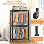 Clothes Rail Rack for Hanging 3 Tiers Adjustable
