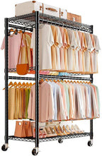 Clothes Rail Rack with 4 Rods Wheels