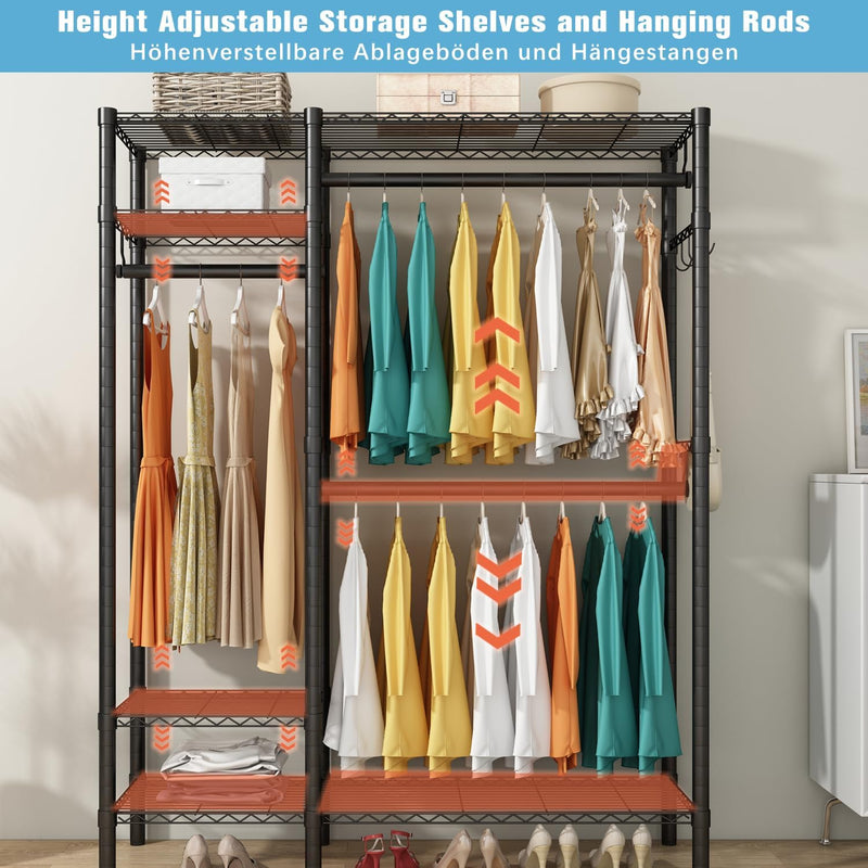 Clothes Rail Rack with Hanging Rods and Adjustable