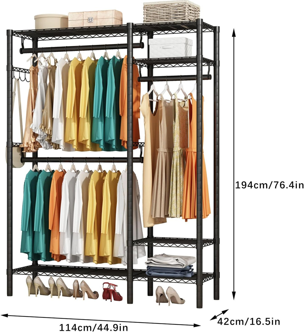 Clothes Rail Rack with Hanging Rods and Adjustable