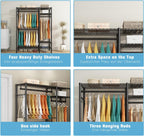 Clothes Rail Rack with Hanging Rods and Adjustable