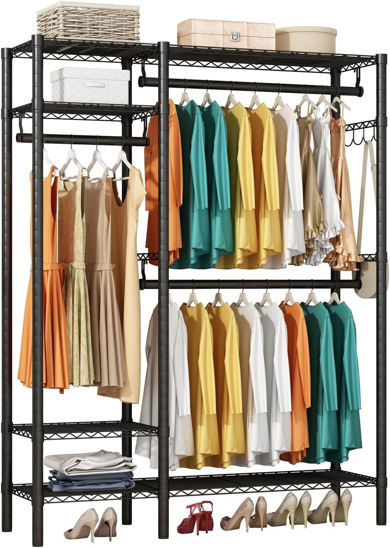 Clothes Rail Rack with Hanging Rods and Adjustable