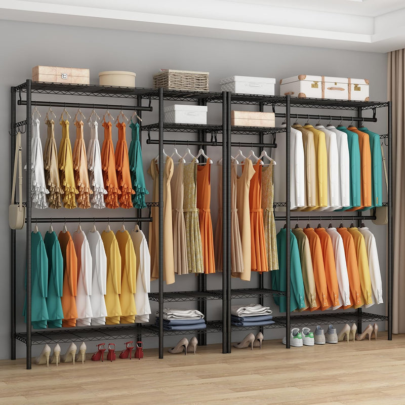Clothes Rail Rack with Hanging Rods and Adjustable
