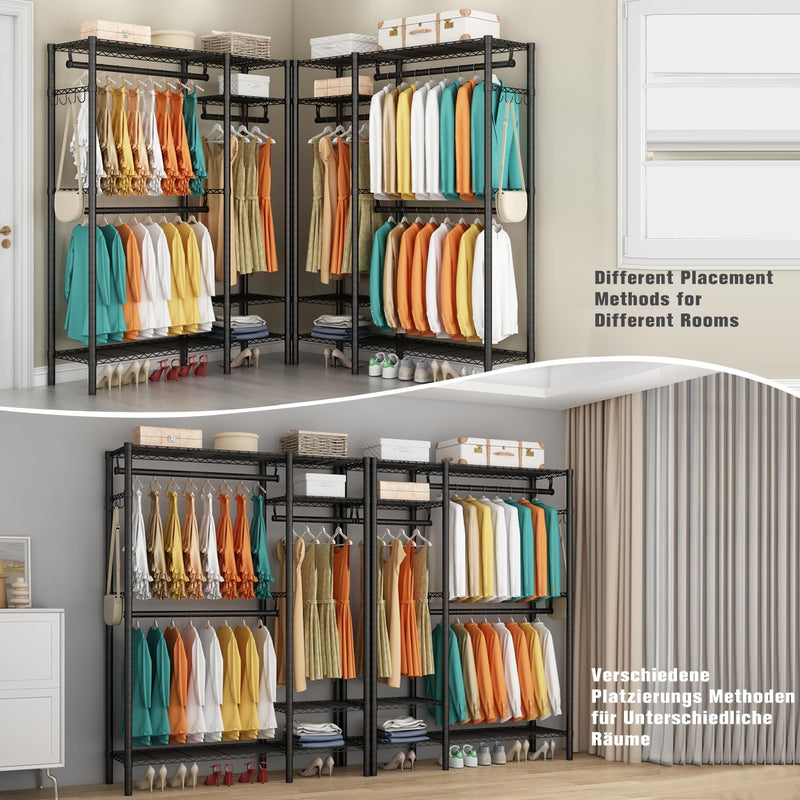 Clothes Rail Rack with Hanging Rods and Adjustable