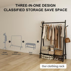 Clothes Rail Rack with Shelf and Hook Sturdy