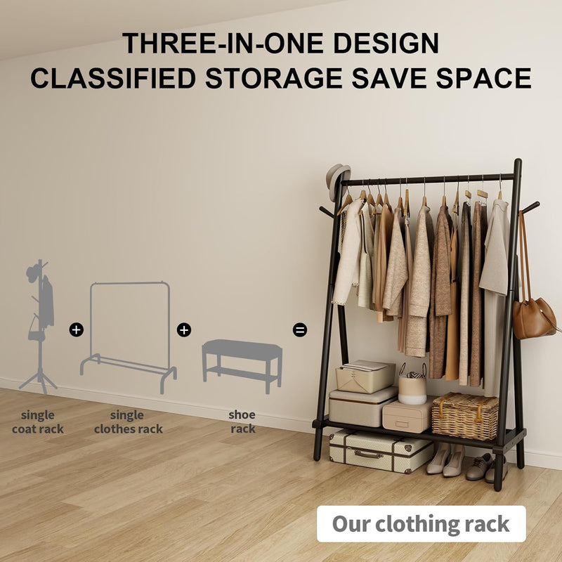 Clothes Rail Rack with Shelf and Hook Sturdy