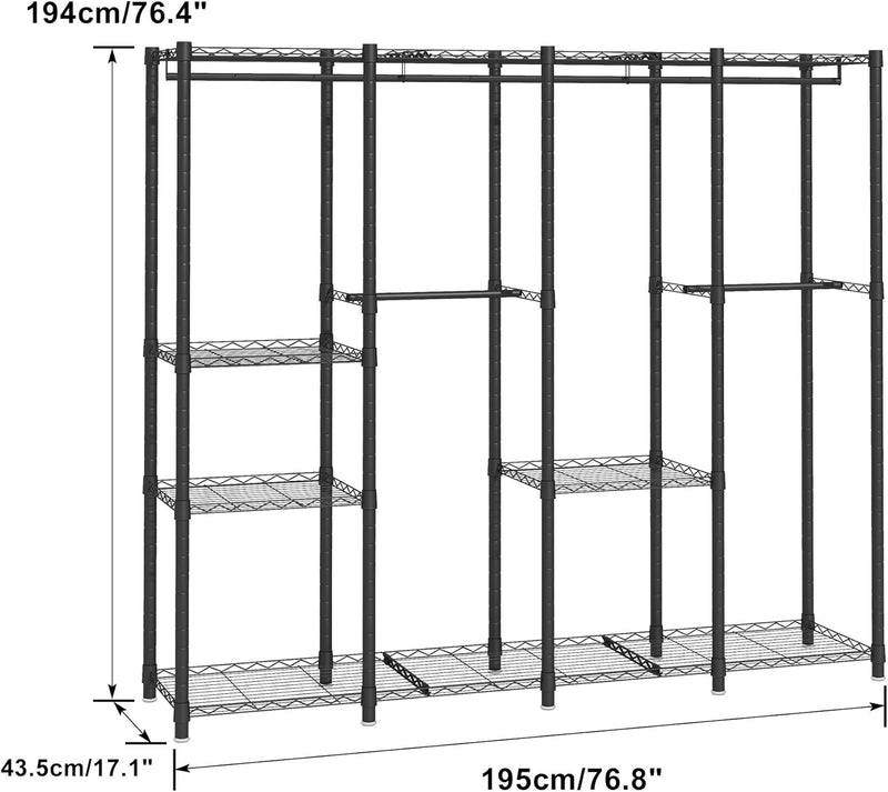 Clothes Rail Tall Metal Open Wardrobe