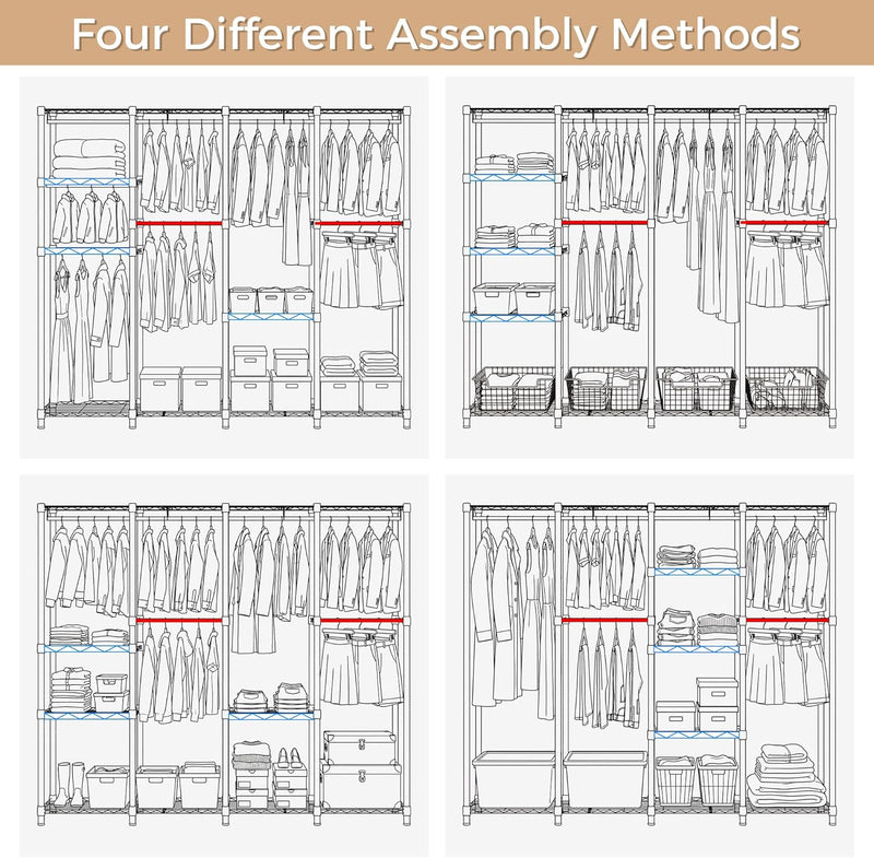 Clothes Rail Tall Metal Open Wardrobe