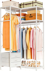 Clothes Rail with 3 Fabric Drawers Storage Shelves