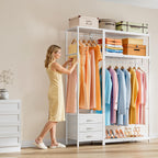 Clothes Rail with 3 Fabric Drawers Storage Shelves
