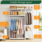 Clothes Rail with 3 Fabric Drawers Storage Shelves