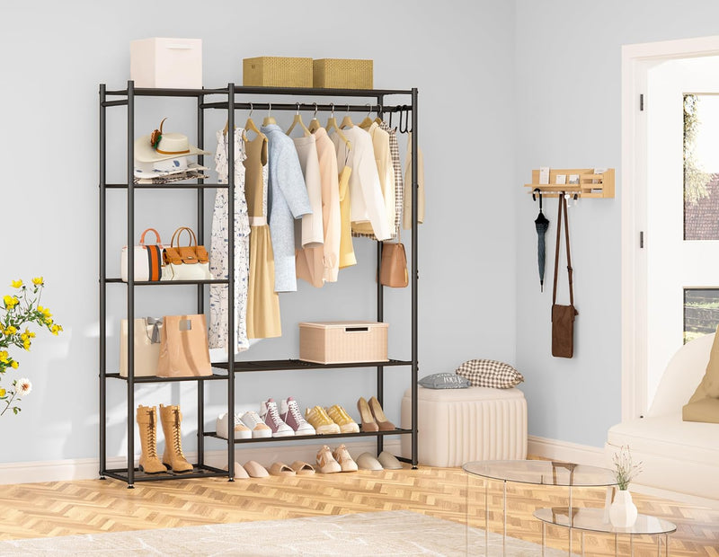 Clothes Rail with Shelves Metal Wardrobes for Bedroom