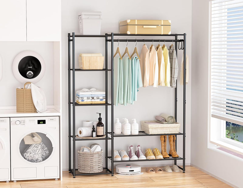 Clothes Rail with Shelves Metal Wardrobes for Bedroom