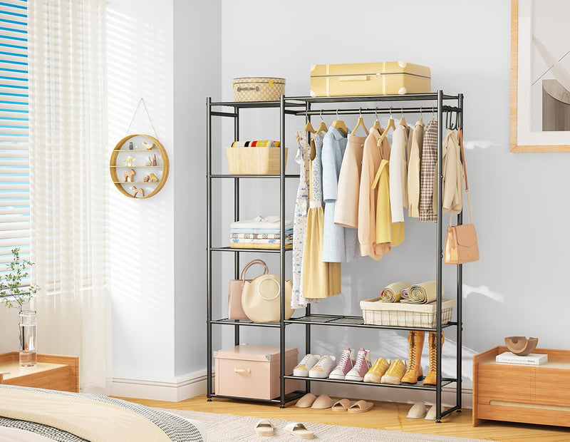 Clothes Rail with Shelves Metal Wardrobes for Bedroom