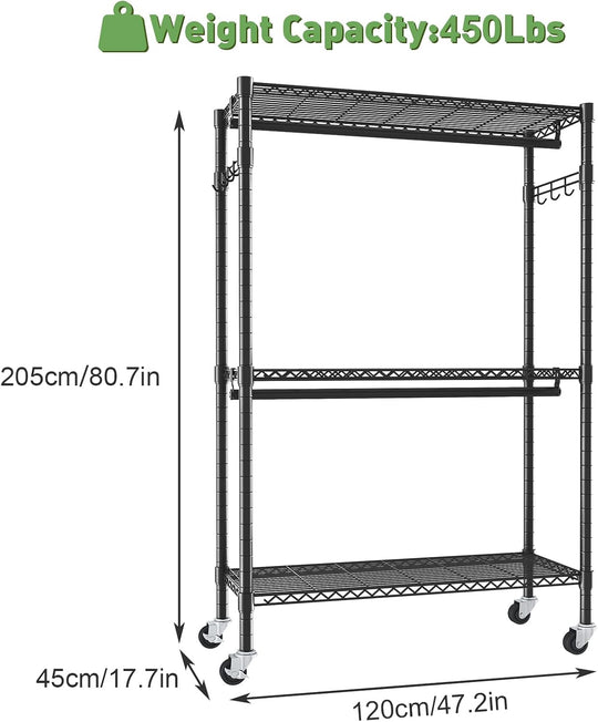 Clothes Rail with Storage Shelves