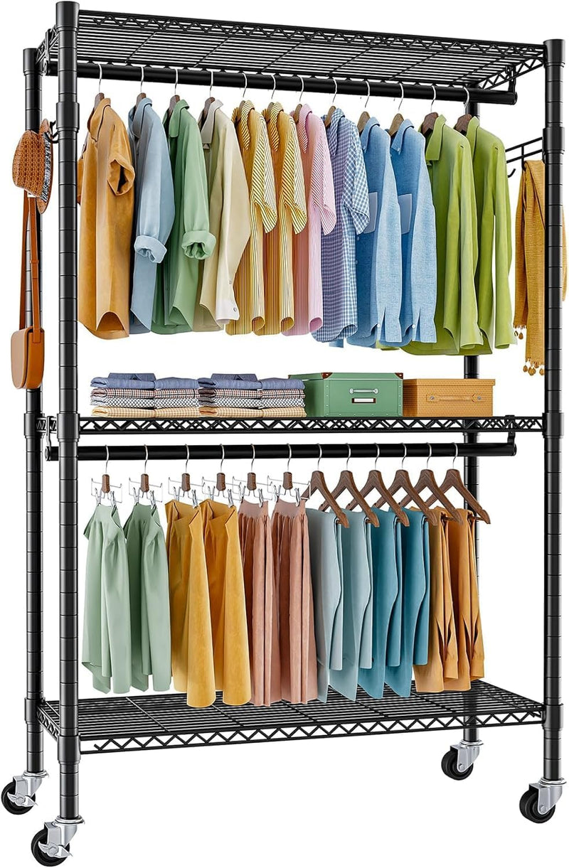 Clothes Rail Heavy Duty with Double 41dx81wx210h Cm