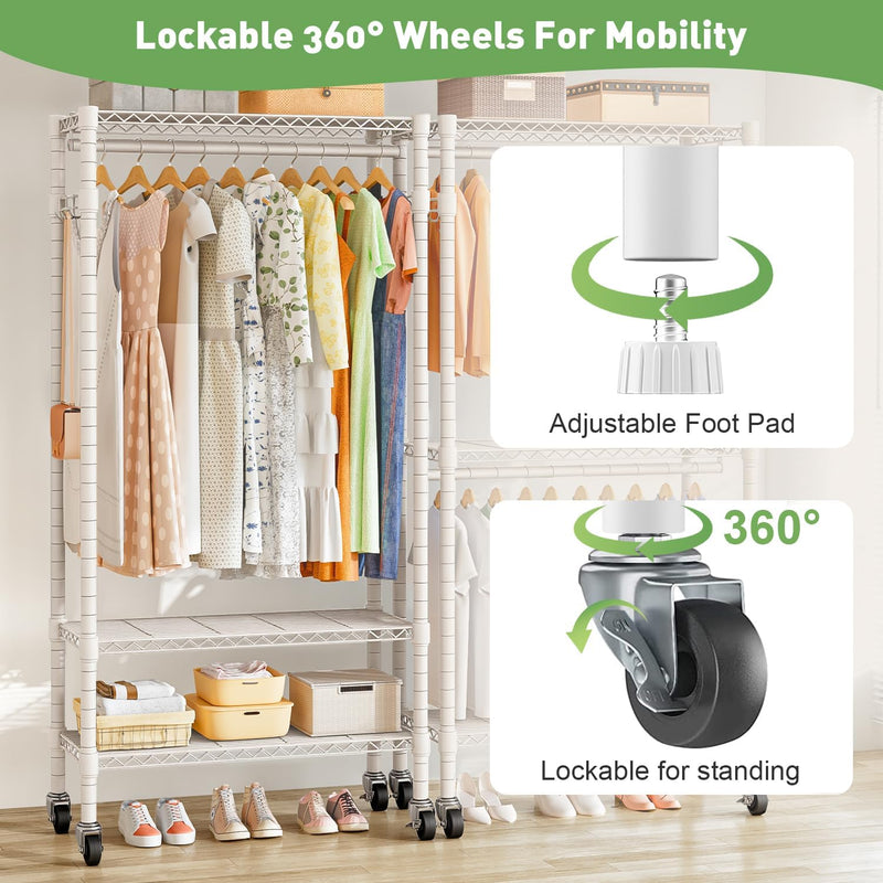 Clothes Rail Heavy Duty with Double 41dx81wx210h Cm