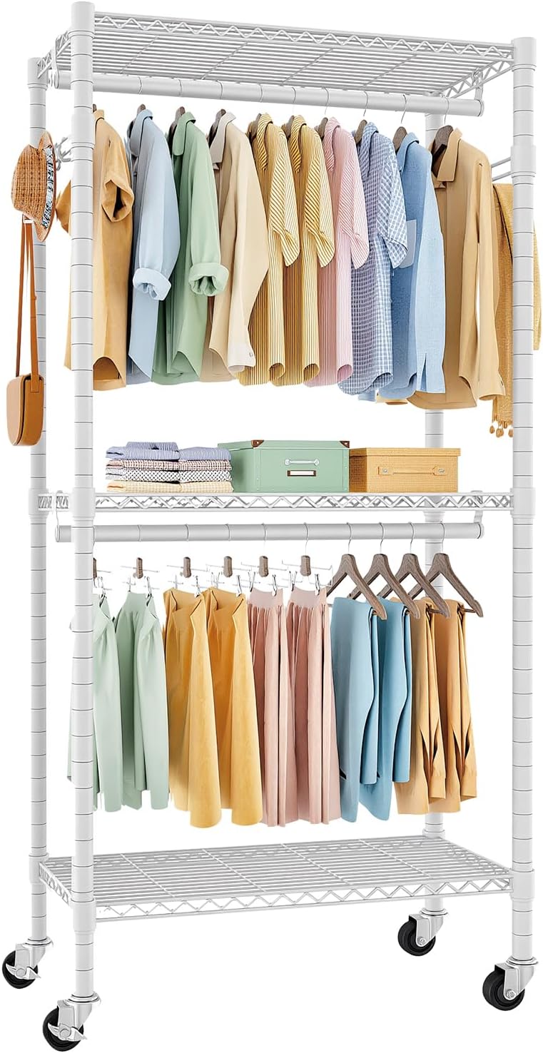 Clothes Rail Heavy Duty with Double 41dx81wx210h Cm