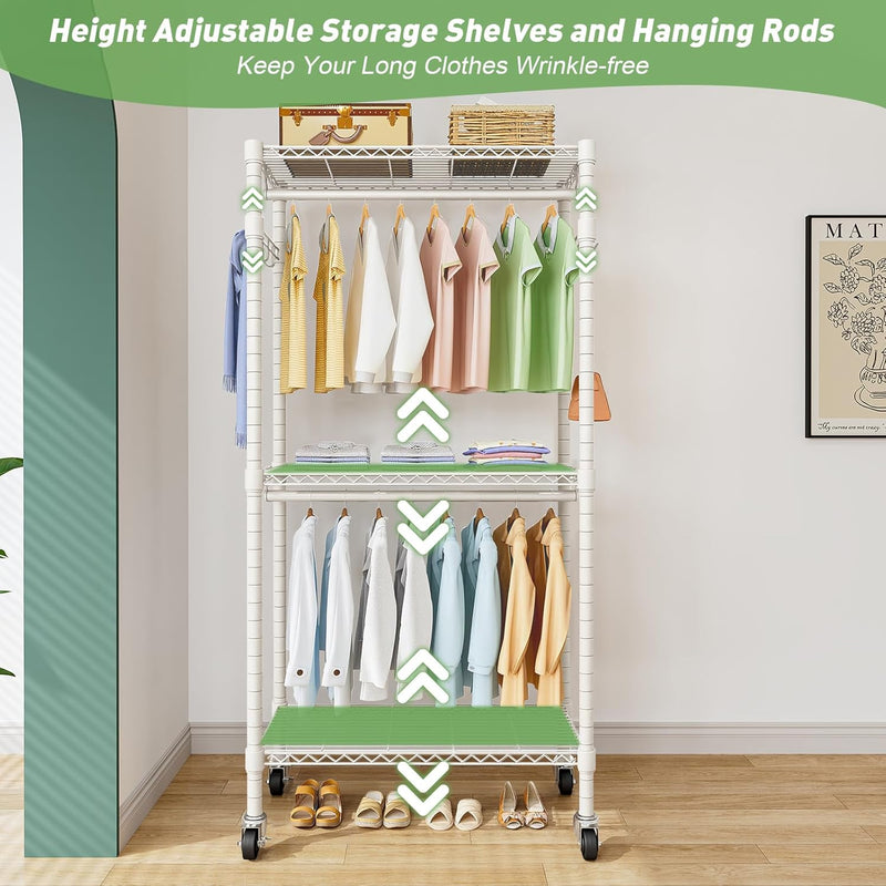 Clothes Rail Heavy Duty with Double 41dx81wx210h Cm