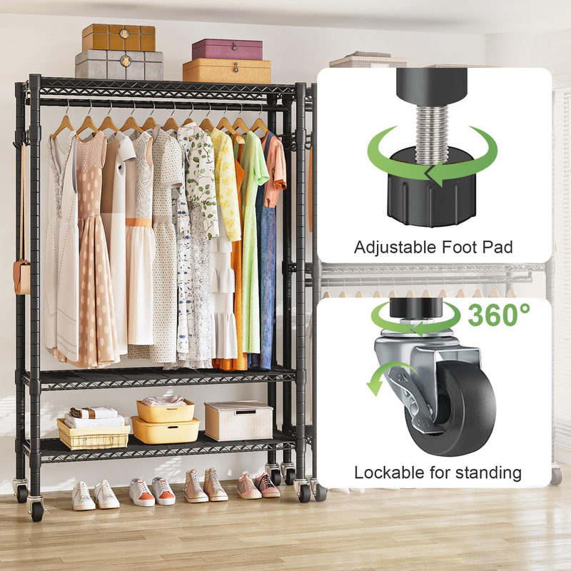 Clothes Rail Heavy Duty with Double 41dx81wx210h Cm