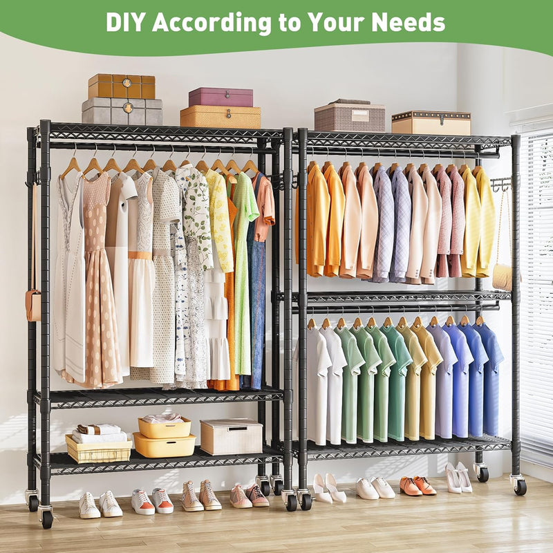 Clothes Rail Heavy Duty with Double 41dx81wx210h Cm