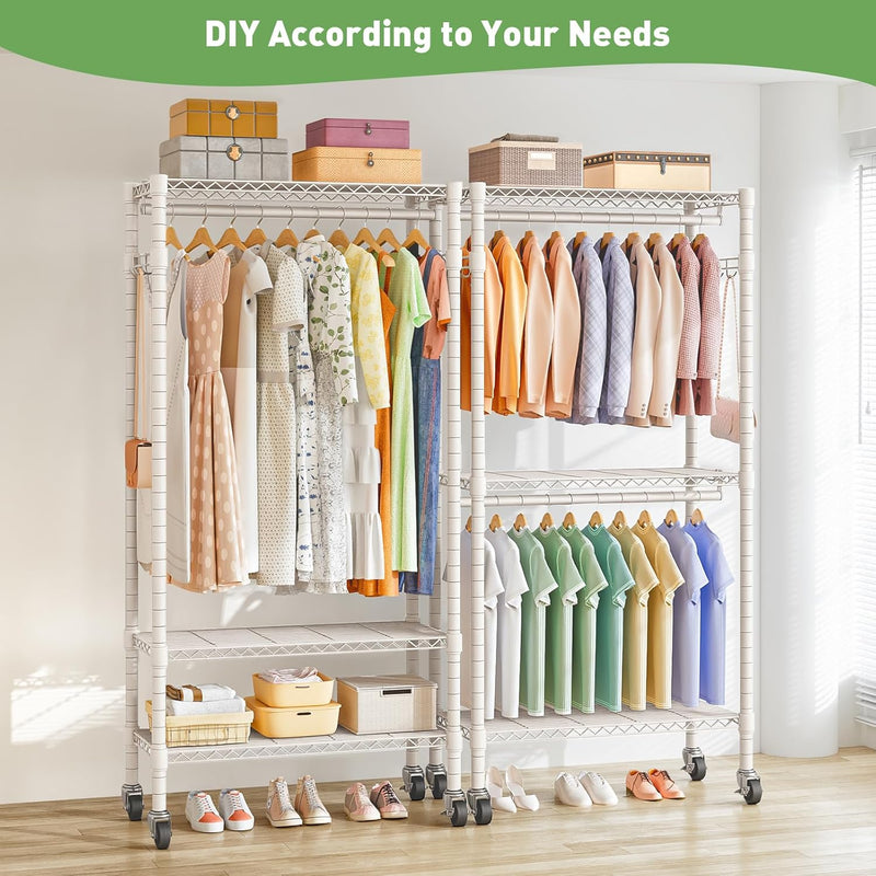 Clothes Rail Heavy Duty with Double 41dx81wx210h Cm