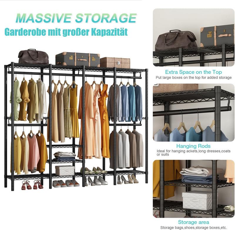 Clothes Rails Heavy Duty Clothing Rail Freestanding Wardrobe