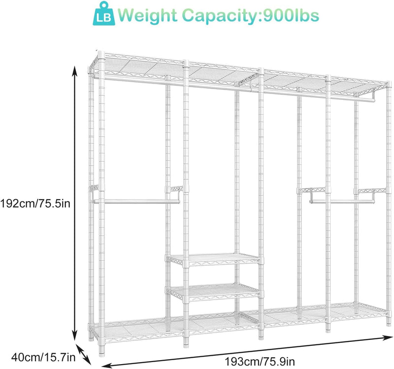 Clothes Rails Coat Rack with Adjustable Wire Storage